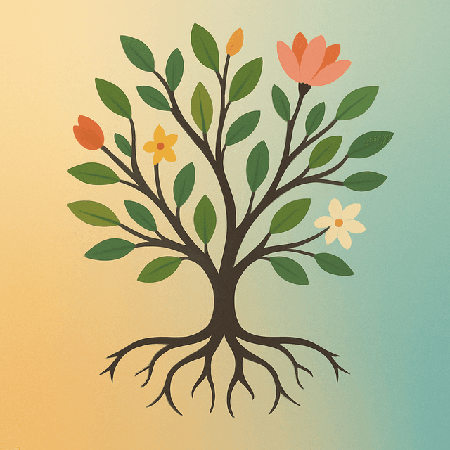 Tree illustration representing diverse paths of child development and growth
