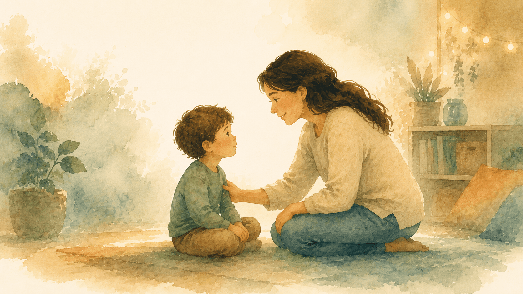 Warm, calm scene representing steady, connected parenting.