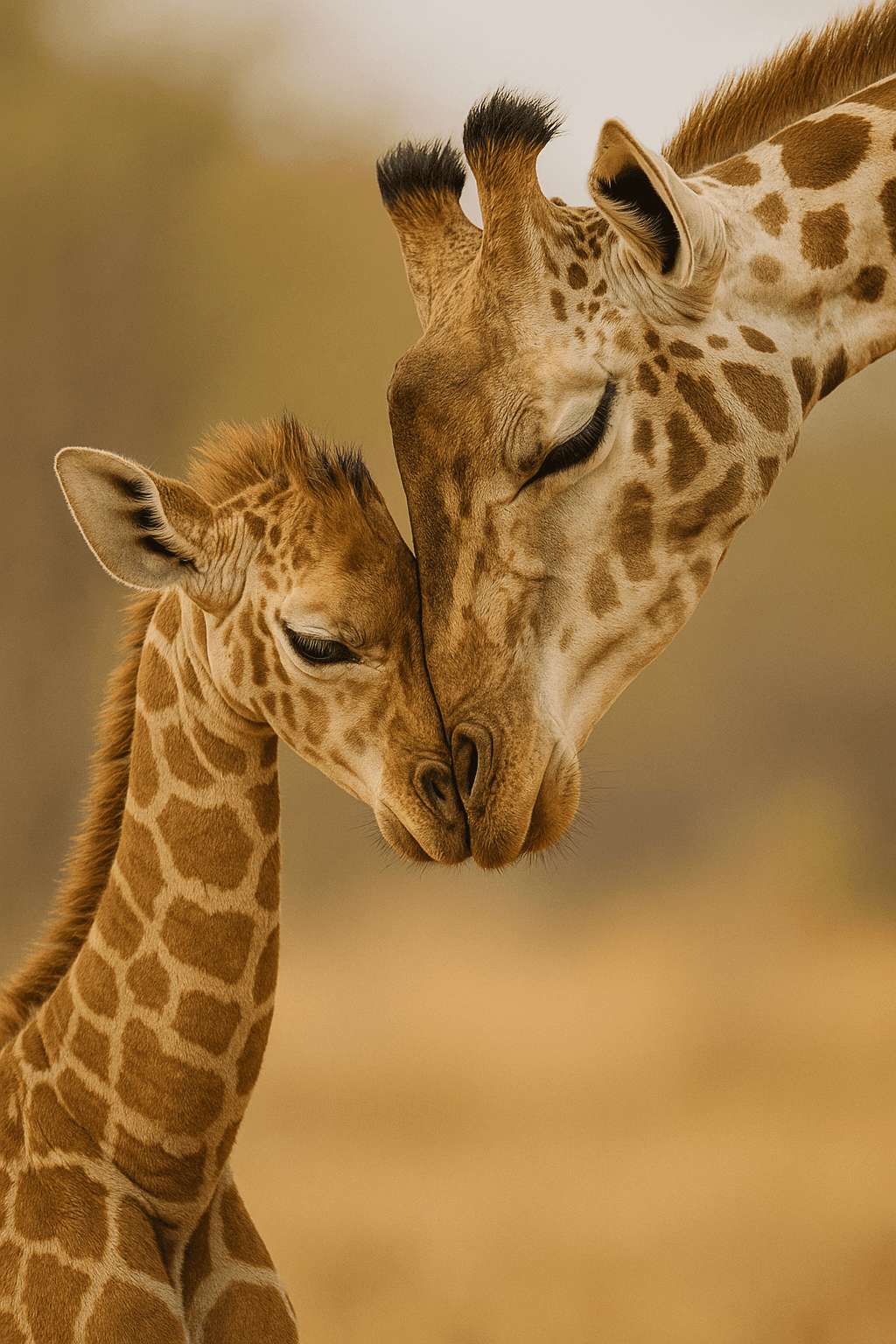 Giraffe mother and calf