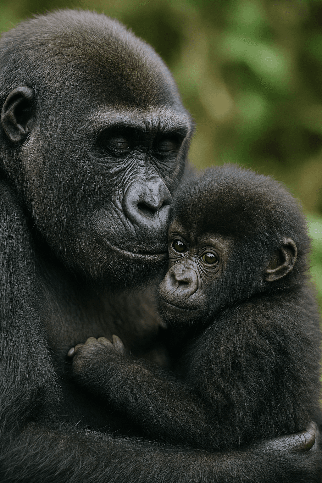 Gorilla mother and baby