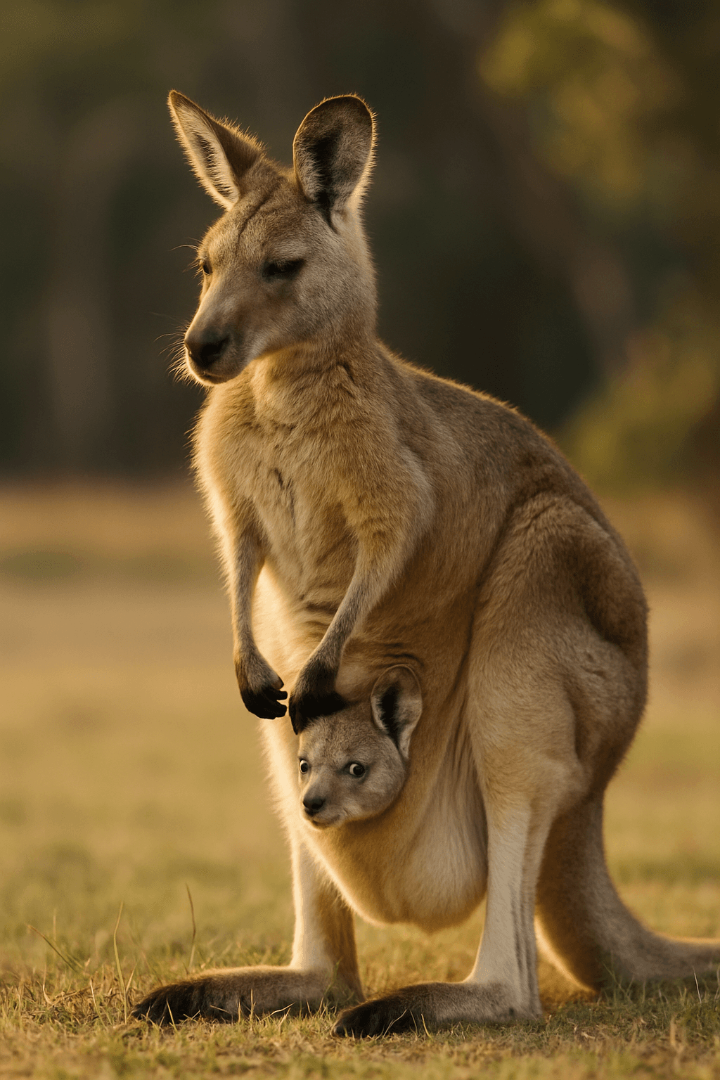 Kangaroo mother with joey