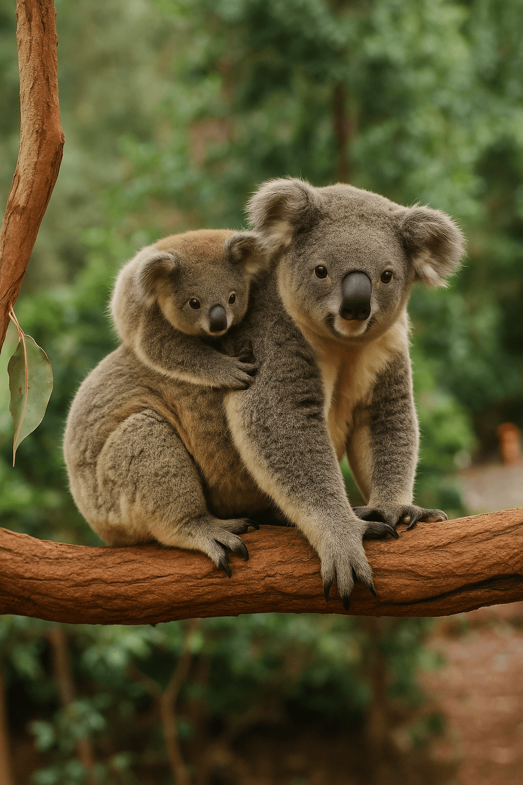 Koala mother and joey