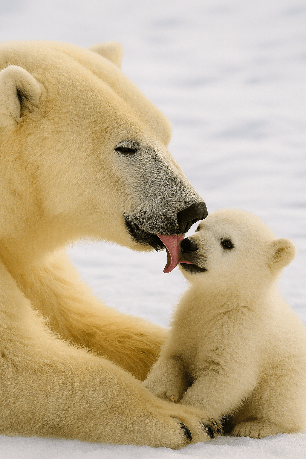 Polar bear mother and cub