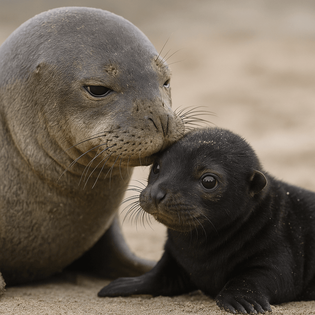 Seal mother and pup