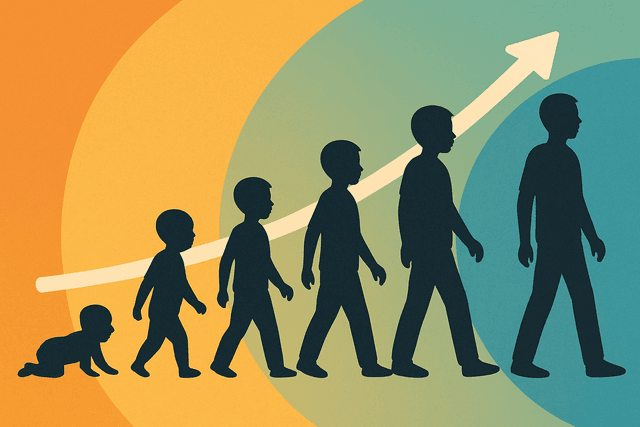 Human development progression from infant to adult