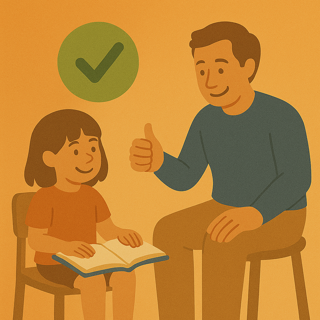 Father and child reading together in a positive, supportive interaction