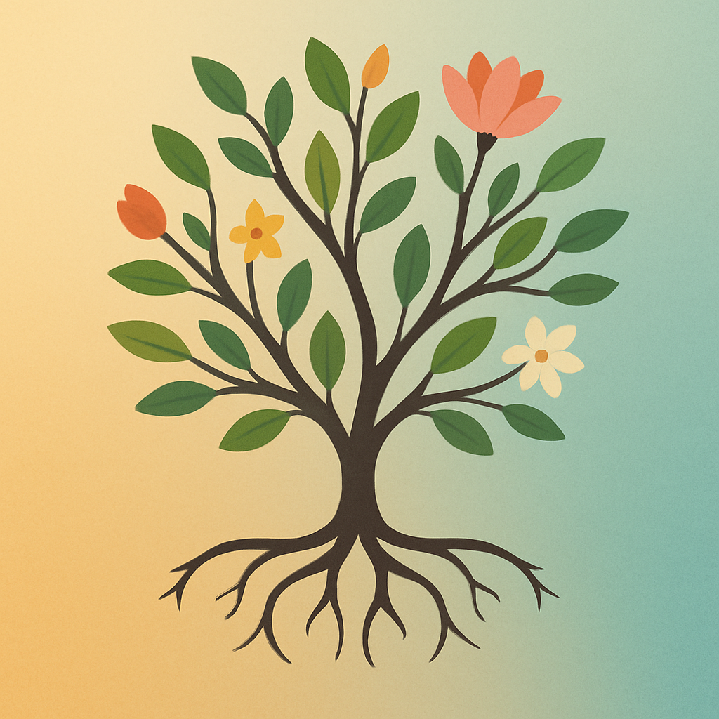 Tree illustration representing diverse paths of child development and growth