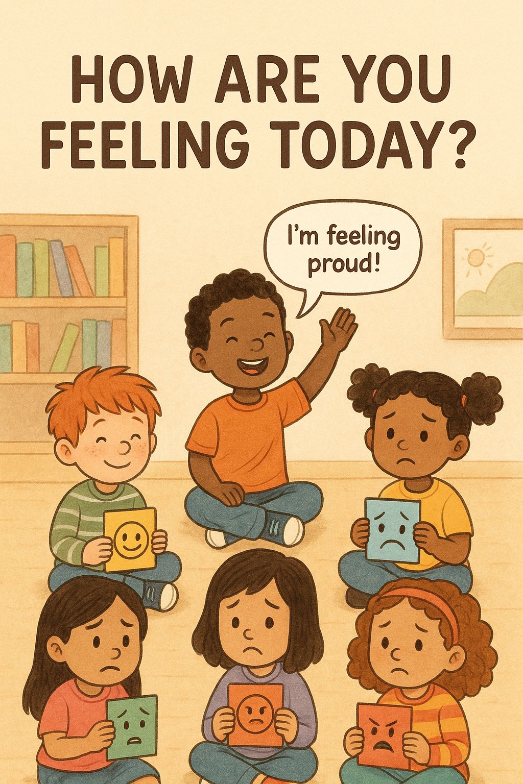 Diverse children sitting in a circle sharing their feelings