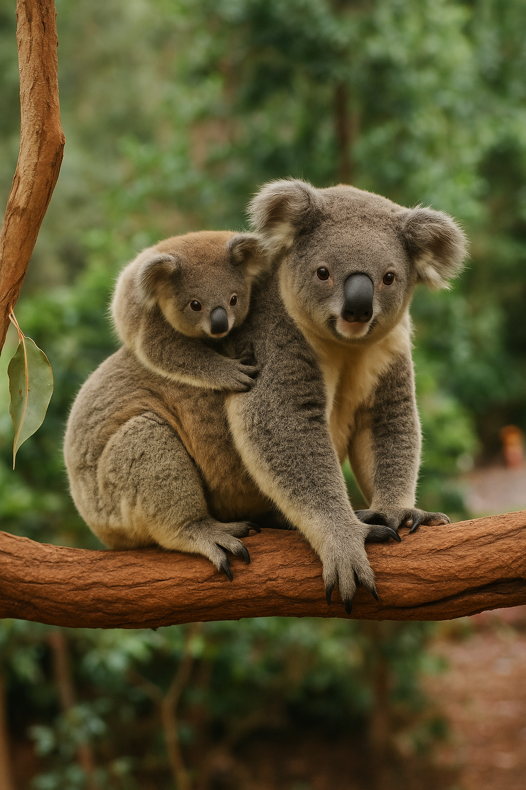 Koala mother and joey